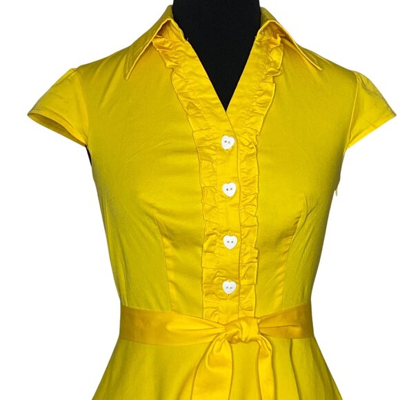 Wedtrend 1950s Retro Dress Womens Size Small Yellow Rockabilly Tradwife - Picture 4 of 15